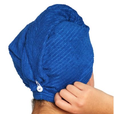 Betz toalla turbante para el pelo de microfibra de color azul