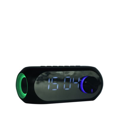 Reloj despertador digital cuadrado de madera para dormitorios, luz LED,  control de voz, decoración para el hogar, figura verde de madera marrón