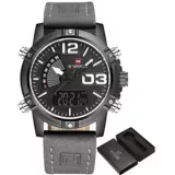 Reloj Cuarzo Digital Militar Naviforce Nf9095 Negro Gris