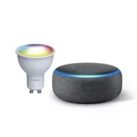 Amazon Combo Echo Dot 3ra Gen Amazon (negro) + Bombillo Led Sylvania Refled Smart 5w Rgb (blanco)