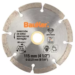 BAUKER - Disco diamantado segmentado 4-1/2 pulgadas 21WR15D