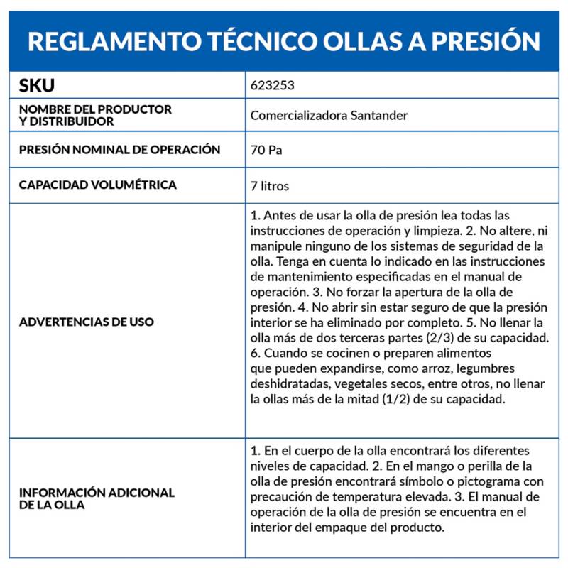 Olla a Presión Capacidad 7 litros - Home Elements - Comprar ya!