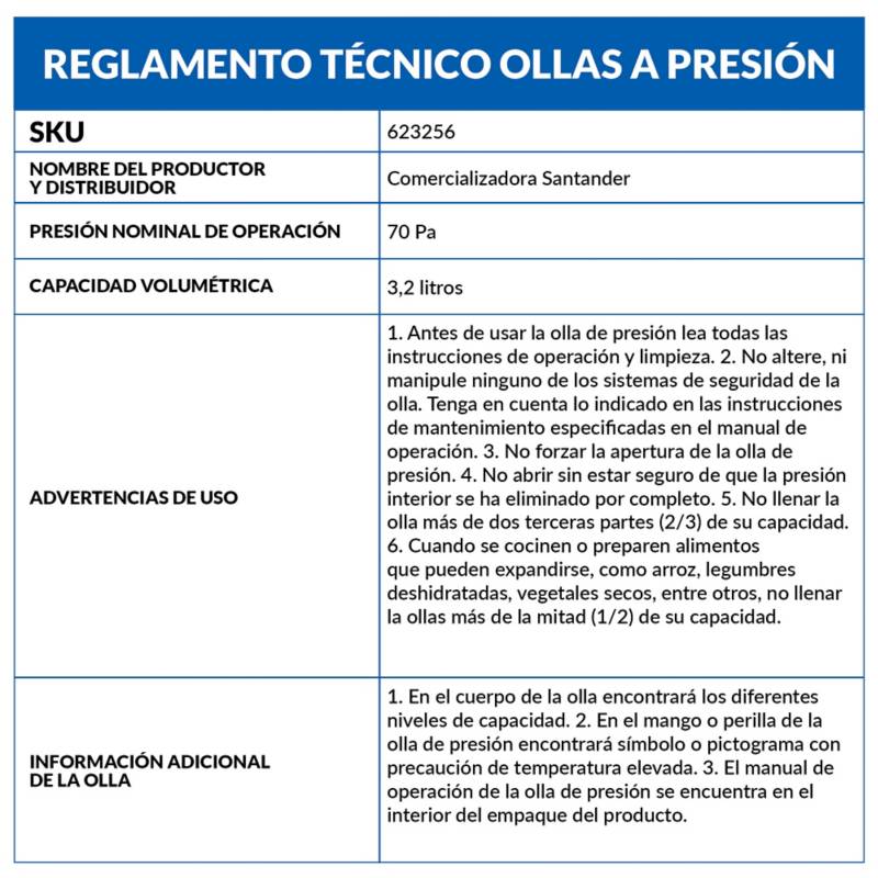 Olla Presion 3.2 Litros Home Elements