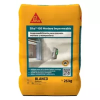 Sika-100 Mortero Impermeable 25kg Recubrimiento para Impermeabilizar Superficies En Concreto y Mampostería. Color Blanco