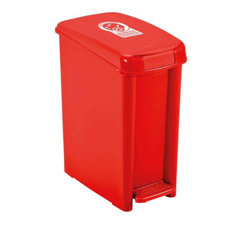 Caneca Plástica 10l Rojo Riesgo Biológico Con Pedal Rimax 5919