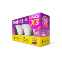 Philips Pack x3 Bombillo Led Bulbo 12W Luz Calida