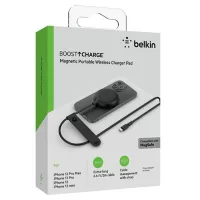 Belkin Base Magnética Compatible Magsafe para Iphone 12/13/14 Airpods Case Inalámbrico 7.5W + Cargador 20W Negro