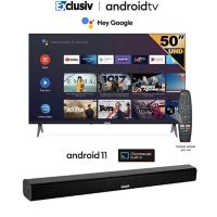 Generico Televisor Exclusiv 50" Led Uhd Smart 4k Android + Barra de Sonido Aiwa 40w Usb 2 Can Usb Negro Bluetooh Usb y Auxiliar