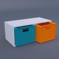 Organizador de Juguetes 2 Cubos Horizontal con dos Contenedores de Colores Linea Montessori