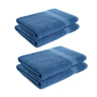 Kit X4 Toallas de Baño de Cuerpo Extragrande 100% Algodón Azul