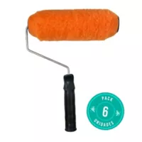 Rodillo 9? Semiprofesional (naranja) 18mm Poliester Mango Negro Paq x 6 Unidades