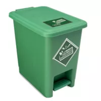 Caneca de Reciclaje Plástica Verde Papelera Con Pedal 8 Lts