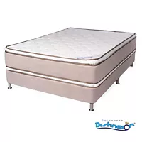 Combo Colchón Resortado Oro Doble Pillow 200x200x33 + 2 Base Cama Tela Mf 100x200x29