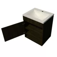 Combo Lavamanos Indiana Blanco 45x45cm + Mueble Roma Elevado Color Coñac