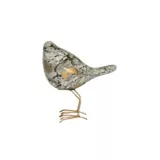 Escultura Pájaro Lado Cerámica 17.5x19.5 cm Gris Emperador