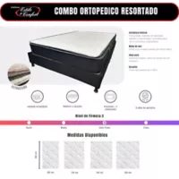 Combo Basecama + Cabecero + Colchón Ortopédico Confort 200x200