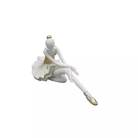 Escultura Bailarina Poliresina 25.4x14.4 cm Blanco y Oro Ubud