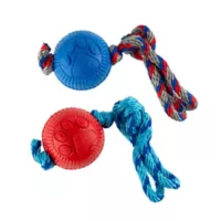 2 Juguetes Con Pelota y Cuerda Perros Medianos Azul Rojo