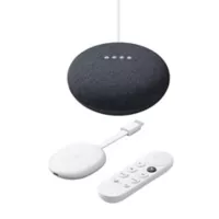 Google Combo Altavoz Inteligente Google Home Mini Nest 2 Negro+ Chromecast Con Google Tv Hd (Blanco)