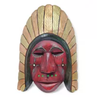Artesanía Indígena Abuela Indigena Mascara 40 Cm