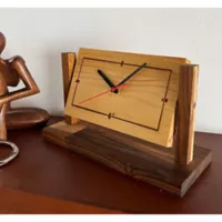 Reloj Rotador Rectangular Madera Teca y Pino