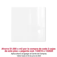 Piso Porcelanico Súper Blanco 60x60cm Caja 1.44 m2