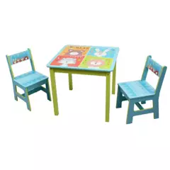 JUST HOME COLLECTION - Set Infantil Mesa + 2 Sillas Zoo