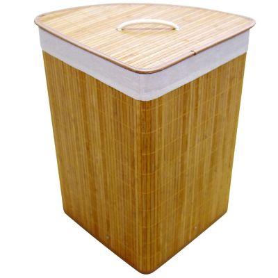 Cesto de bambú para ropa sucia con compartimentos duales de madera de bambú  organizador de ropa para baño, beige