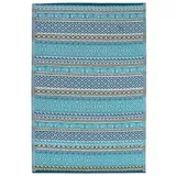 Tapete Terraza Textil Cuadros Azul 230x160 cm
