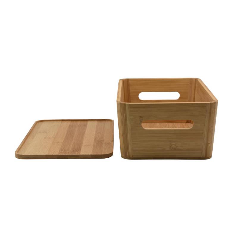 Caja de bambú compartimentada con tapa. Dimensión: 19x25,5x9,5 cm.