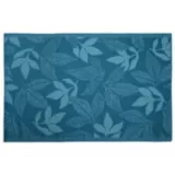 Tapete Para Terraza Textil Hojas Azul 180x120 cm