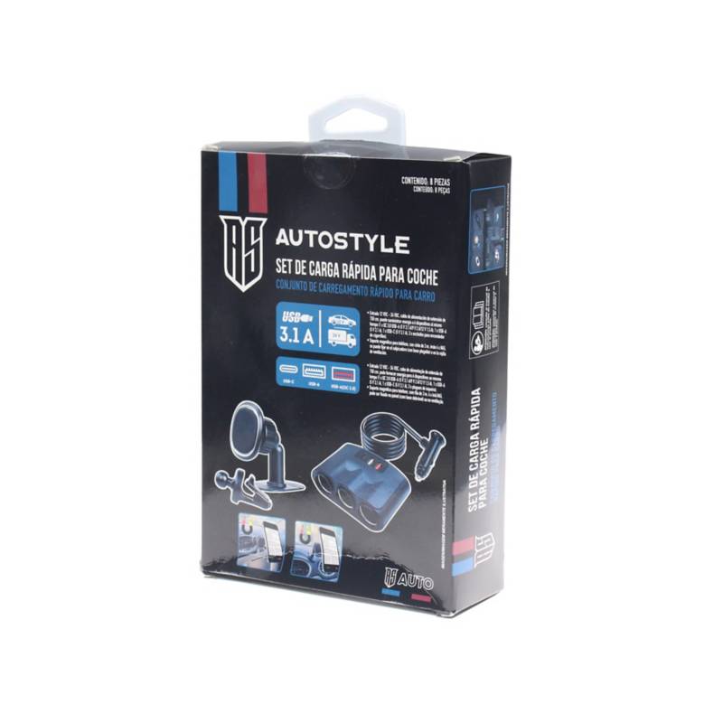 Cargador Triple con Usb AUTOSTYLE