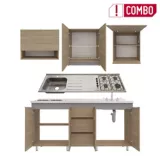 Proyecto De Cocina Print 1.80 Metros Mueble Inferior + Mueble Microondas + Gabinete + Mueble Campana + Mesón Radiante Izquierdo 4 Fogones A Gas