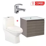 Mueble de baño con lavamanos Blanco + Grifería Lavamanos Monocontrol + Sanitario Ferrara