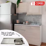 Proyecto Cocina Integral Acerta Chantilli 1.20 Metros + Mesón Radiante Liso Poceta Derecha