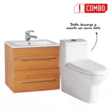 Combo Mueble de baño Amaretto + Sanitario Milán 1 pieza + Grifería Monocontrol baja