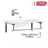 Combo Mueble De Baño Con Lavamanos De Vidrio + Grifería Monocontrol Bajo Almagro