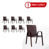 Pague 6 Lleve 8 Sillas Metal Sling Chocolate Home Collection