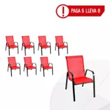 Pague 6 Lleve 8 Sillas Metal Sling Rojas Home Collection