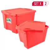 Combo x2 Cajas Organizadoras Fullbox 48x37x60 cm 75 Lt Color Rojo